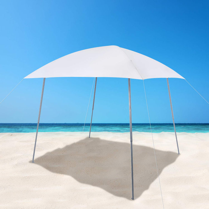 PHI VILLA Portable Beach Sun Shade 8 Ft. W x 8 Ft. D Steel PopUp